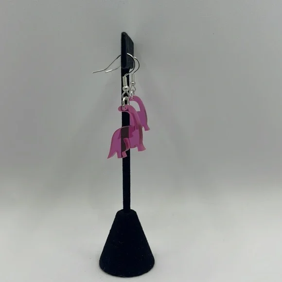 Super cute pink dinosaur fashion earrings NEW - Picture 8 of 8
